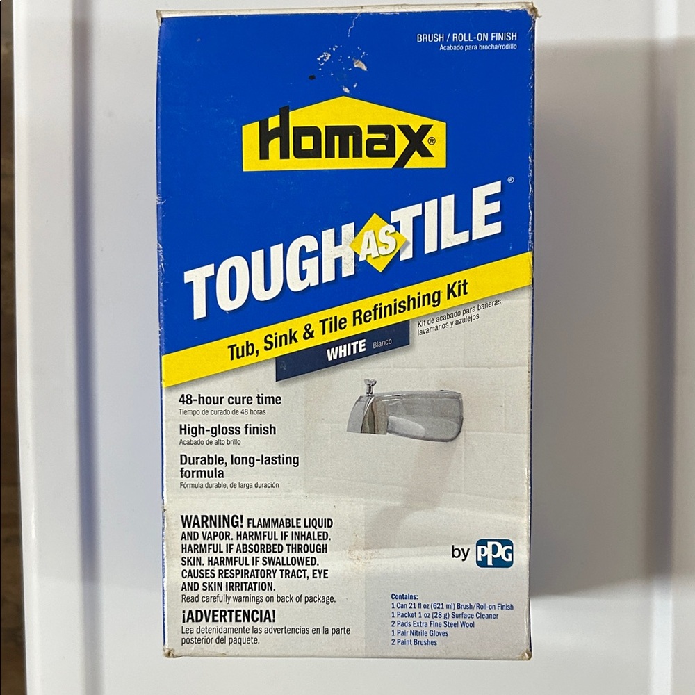 Homax Tub, Sink & Tile Refinishing Kit. High-gloss finish, White